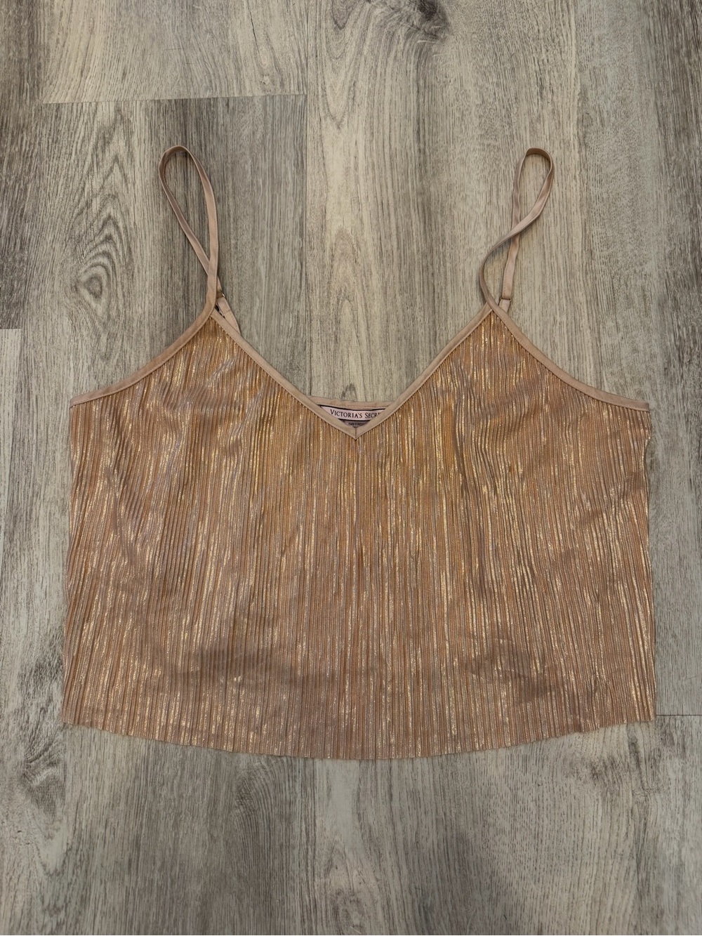 Victoria’s Secret Gold Metallic Pleated Cami Crop Top Size M